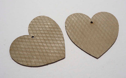 Heart - Laser Cut Shapes 2 Pc - Taupe Diamonds Lambskin Leather