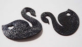 Swan - Laser Cut Shapes 2 Pc - Black Lambskin Leather