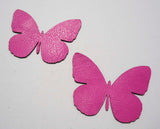 Butterfly - Laser Cut Shapes 2 Pcs - Hot Pink Lambskin Leather