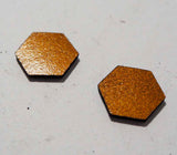 Hexagon - Laser Cut Shapes 2 Pc - Bronze Cow Hide Leather