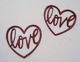Love Heart - Laser Cut Shapes 2 Pc - Dark Red Lambskin Leather