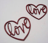 Love Heart - Laser Cut Shapes 2 Pc - Dark Red Lambskin Leather