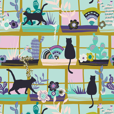 Oh, Meow! - Purrrlandia Cats in Windows - Art Gallery Premium Cotton Fabric