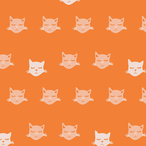 Oh, Meow! - Cat Nap Orange - Art Gallery Premium Cotton Fabric