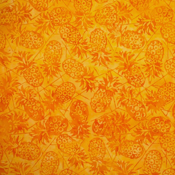 Orange Flamme Pineapples - Cloudberry - Batik by Mirah Cotton Fabric
