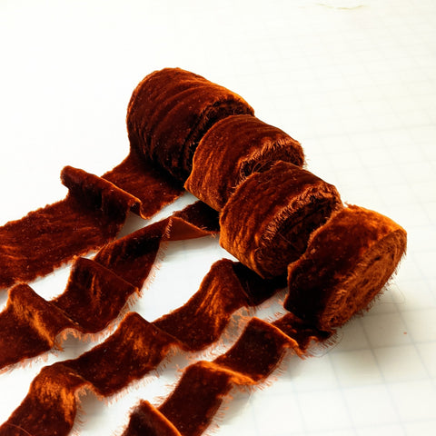 Chocolate Brown Silk Velvet Ribbon 4 Widths to Choose From 
