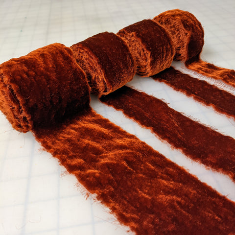Burnt Orange Silk Velvet Ribbon ( 4 Widths to choose from)