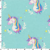 Pretty Aqua Unicorns - EESCO Flannel Cotton Fabric