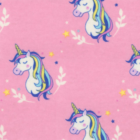 Pretty Pink Unicorns - EESCO Flannel Cotton Fabric