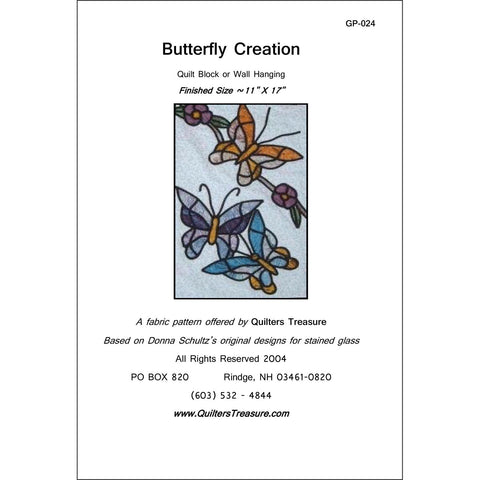 Quilters Treasure Stained Glass Wall Hanging Pattern QTRGP24 Butterfly Creation