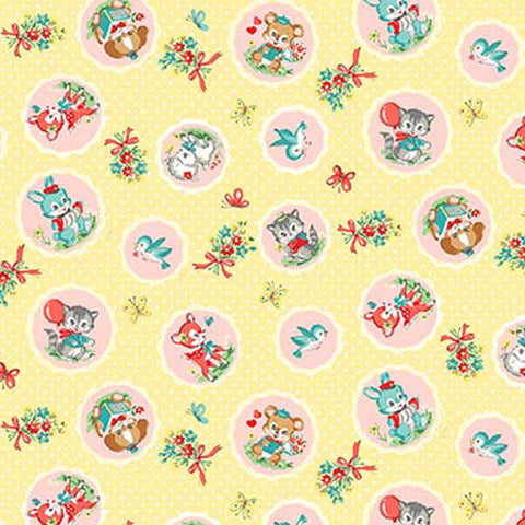 Japan Dear Little World: Kawaii Friends - Retro Animals - Quilt Gate Cotton Shirting Fabric