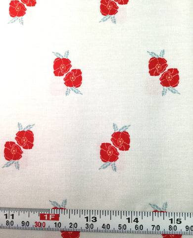 Red Flower Stamp Charm - Love Story by Maureen Cracknell for Art Gallery Fabrics - Premium Cotton