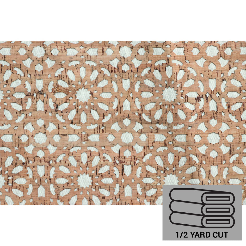 Cork Fabric - Cream Canvas Backed Mandala - 1/2 Yard by Sallie Tomato