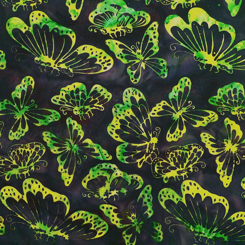Green Pond Butterflies - Sagebrush - Batik by Mirah Cotton Fabric