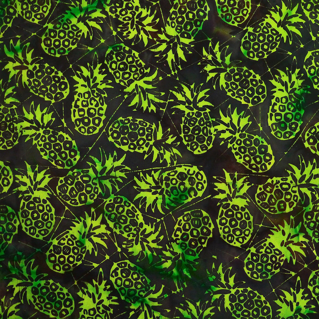 Green Pond Pineapples - Sagebrush - Batik by Mirah Cotton Fabric