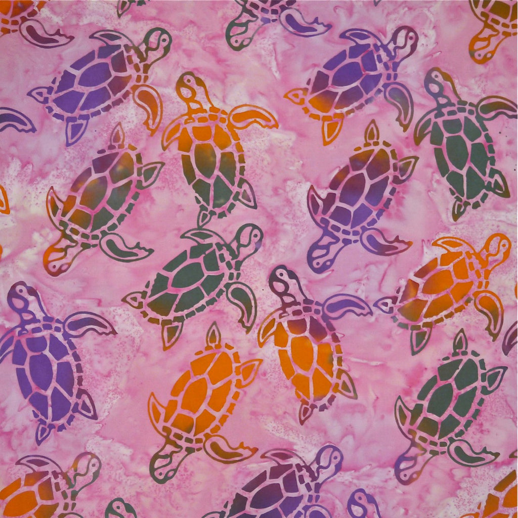 Sea Pink Turtle Point - Batik by Mirah Cotton Fabric
