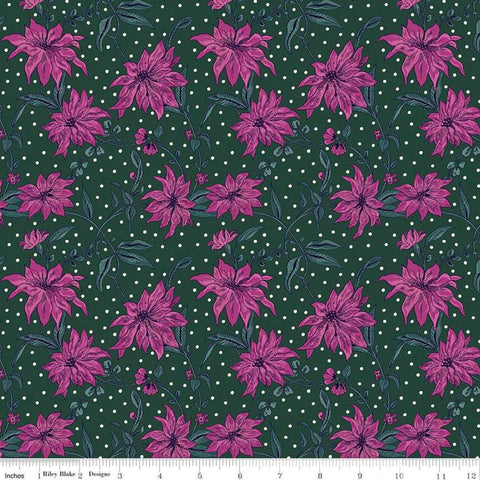 Season's Greetings Poinsettia Pink/Green Liberty of London - Riley Blake Cotton Fabric