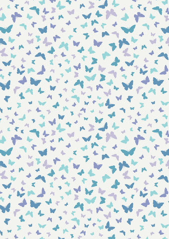 Sew Mindful Butterflies Blissful Blue on White - Lewis & Irene Cotton Fabric