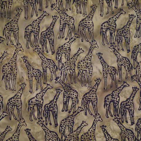 Taupe Giraffes Spugna Chameleon - Batik by Mirah Cotton Fabric