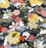 The Moon Rabbit Japanese Floral Night - Paintbrush Studio Cotton Fabrics