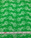 Mixed Medley - Contempo Feathers White on Green - Cotton Quilting Fabric