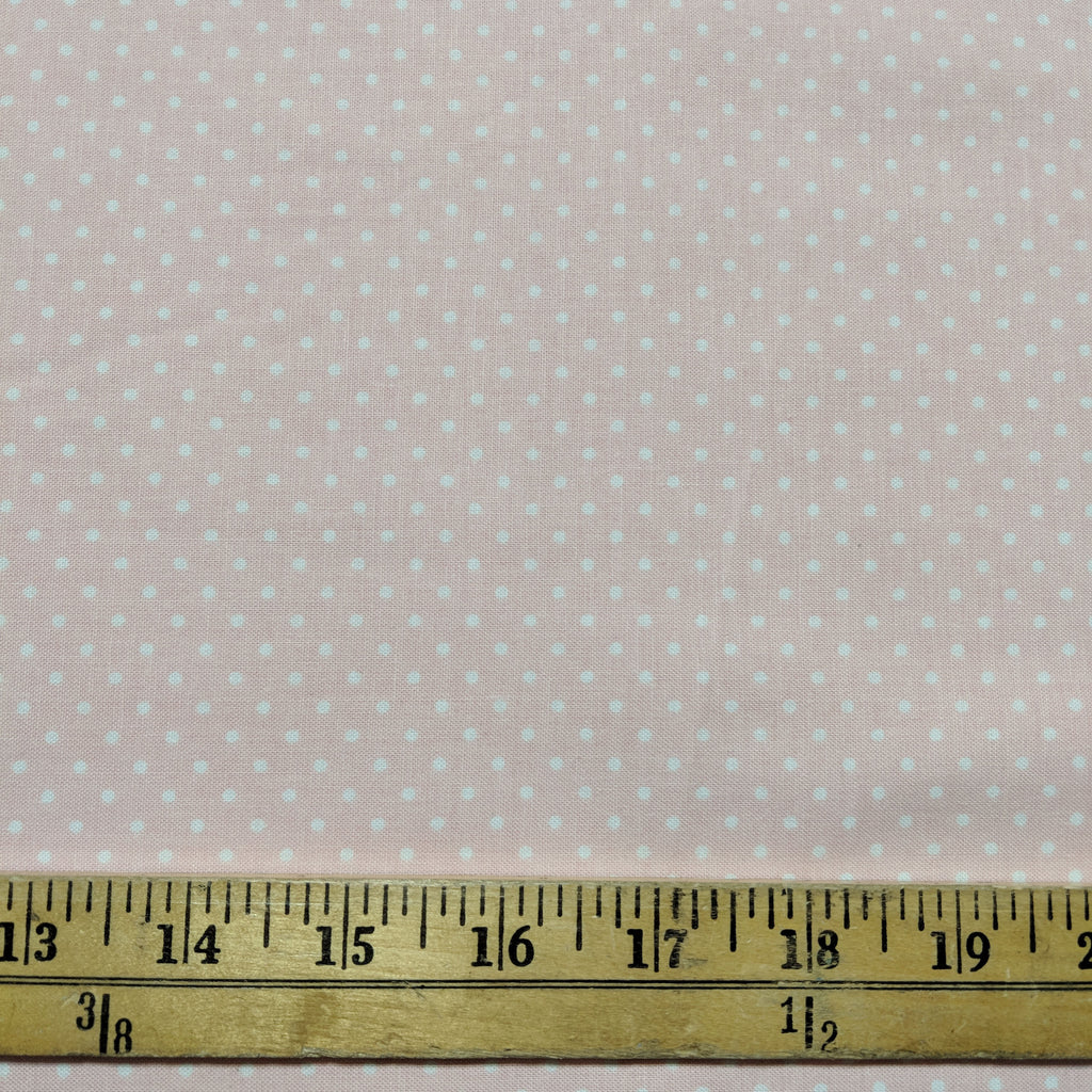 Swiss Dot On Pink- White - Riley Blake Cotton Fabric 17"x45" Remnant Sale