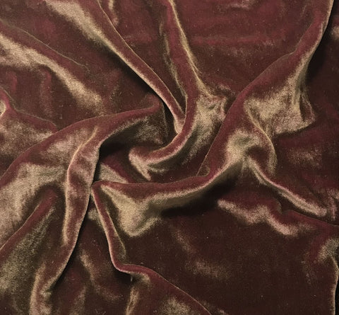 Antique Gold on Antique Rose - Hand Painted Silk Velvet Fabric