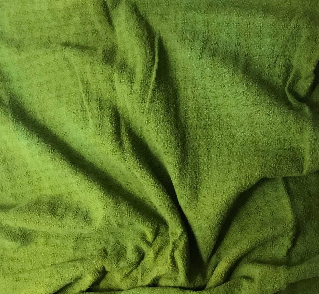Avocado Green - Hand Dyed Checkered Weave Silk Noil