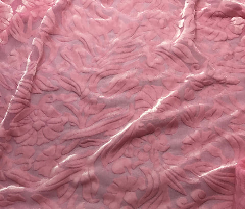 Baby Pink Floral - Hand Dyed Burnout Silk Velvet