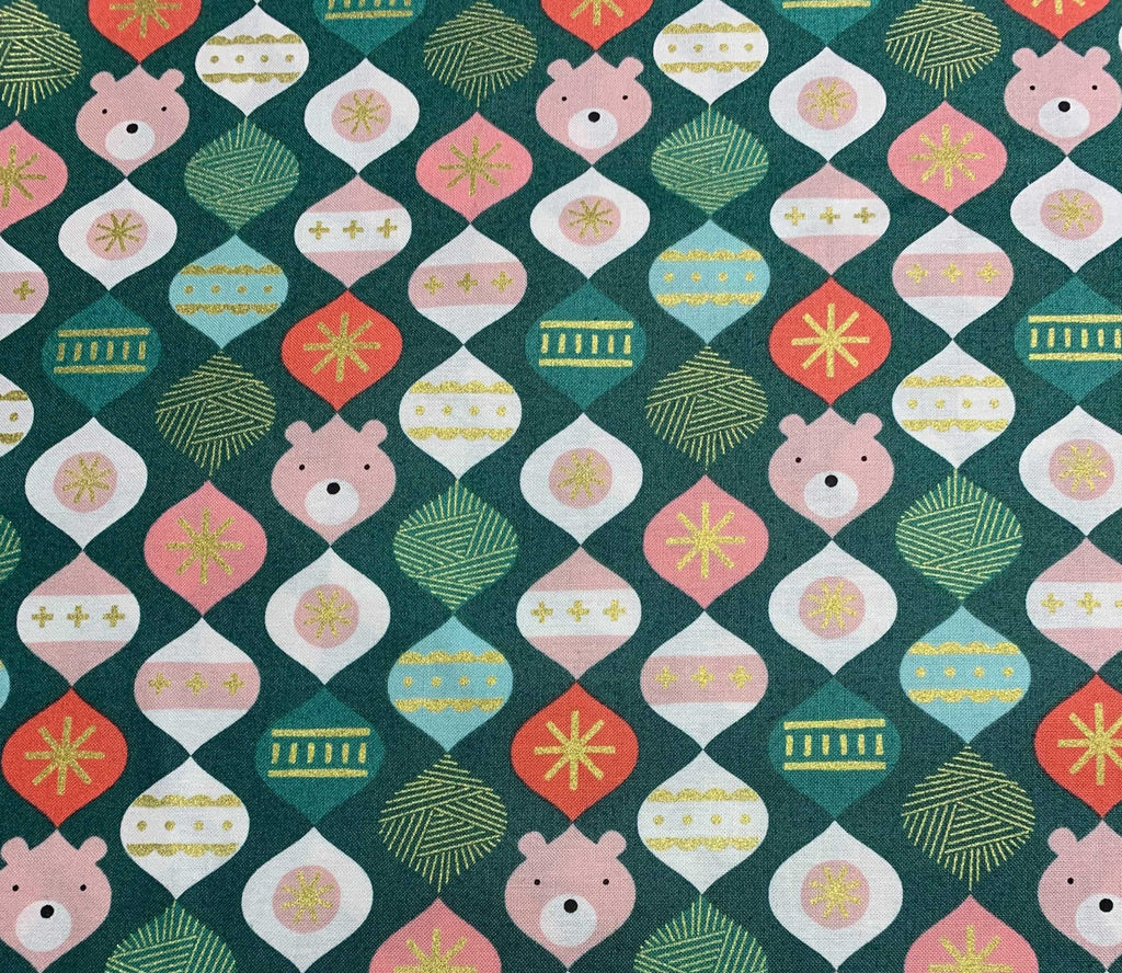 Bears and Baubles Teal - Polar Magic - by Lemonni for Figo 100% Cotton Fabric