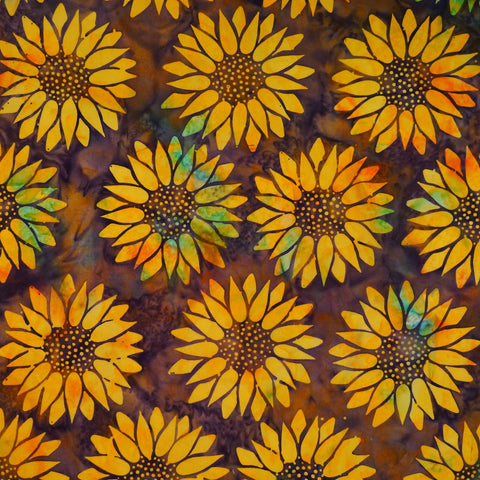 Bistre Yellow Sunflower Floral - Batik by Mirah Cotton Fabric