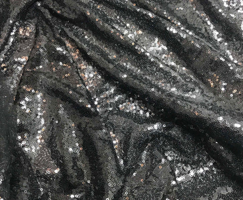 Black - Sequin Spangle Sewn on Mesh Fabric