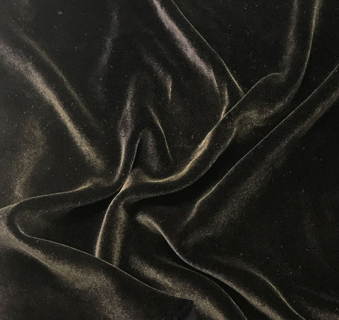 Antique Gold on Blackberry - Hand Painted Silk Velvet Fabric