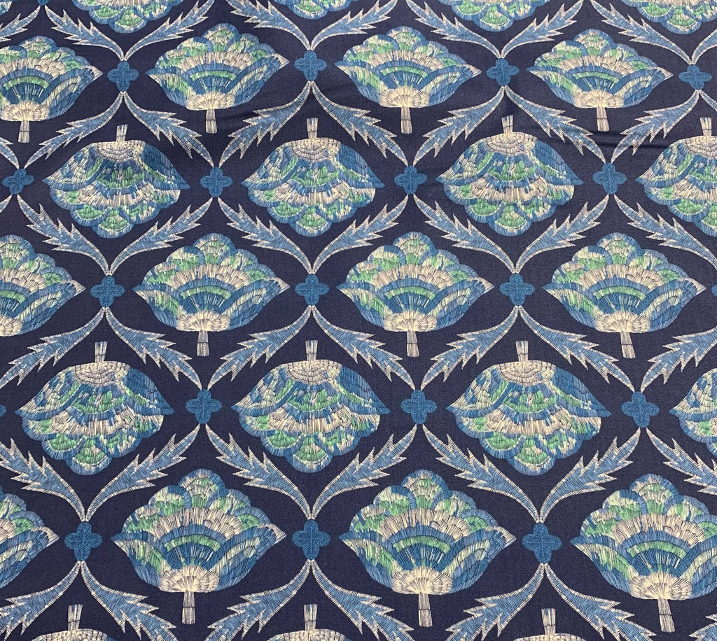 Navy Multi Embroider Bloom - Glasshouse - by Emily Taylor for Figo 100% Cotton Fabric