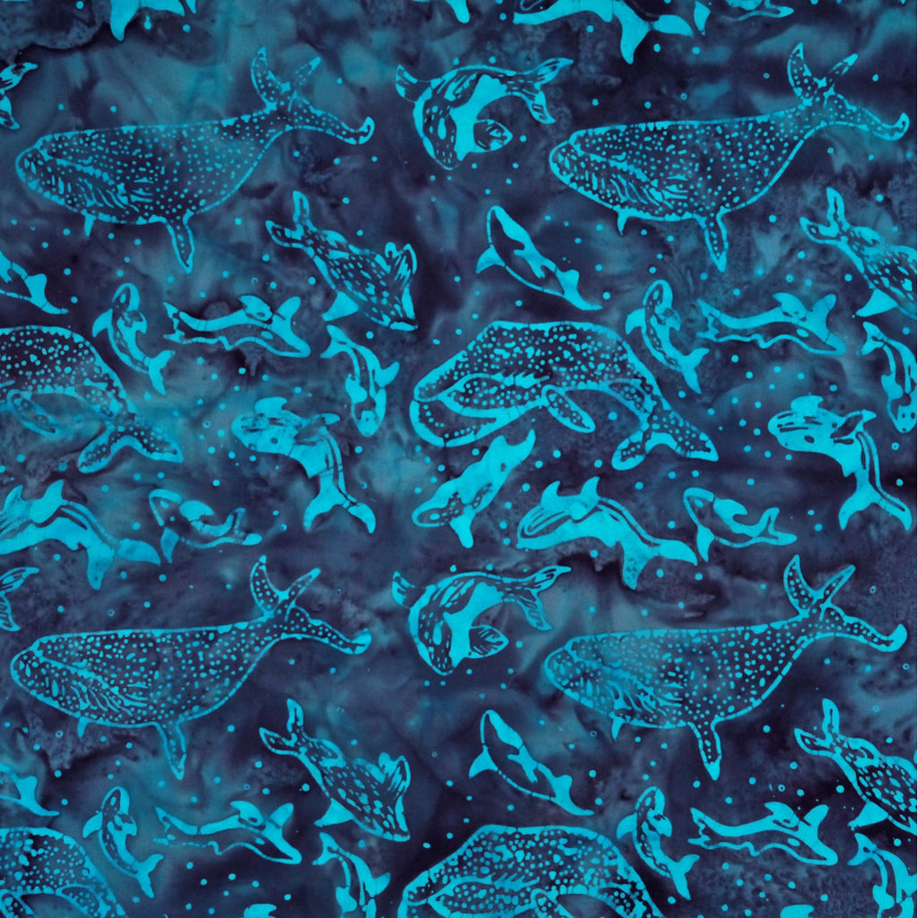 Bluesette Whales Explorer - Batik by Mirah Cotton Fabric