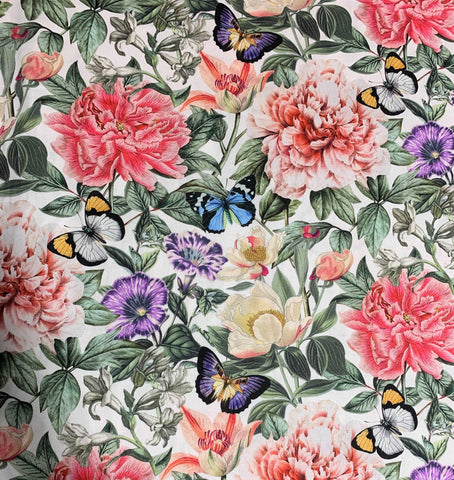 Feature Floral White Multi - Botanica - By Michel Design Works for Northcott Studio Fabrics 26"x45" Remnant