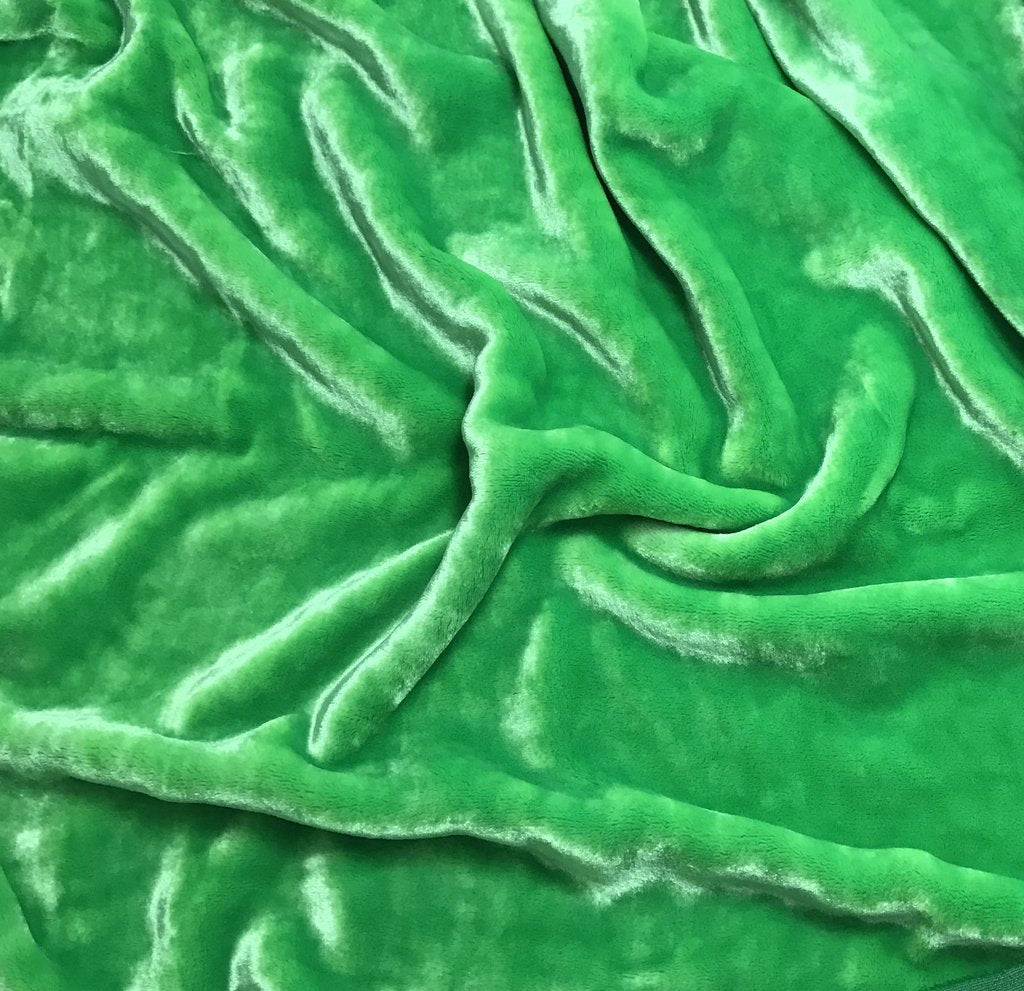 Bright Green - Hand Dyed Very Plush Silk Velvet
