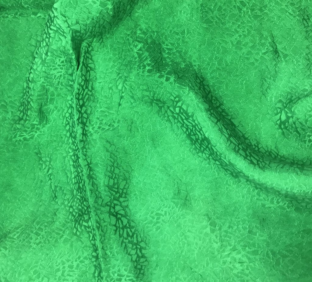 Bright Kelly Green Pebbles - Hand Dyed Silk Jacquard
