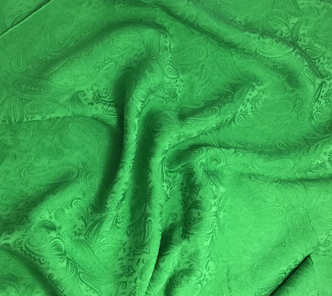 Bright Kelly Green Paisley - Hand Dyed Silk Jacquard
