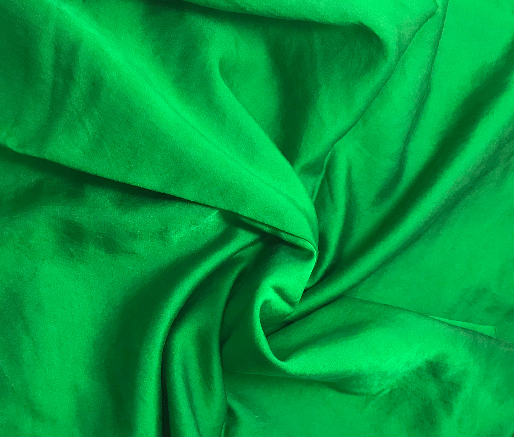 Bright Kelly Green - Hand Dyed Silk/Cotton Satin