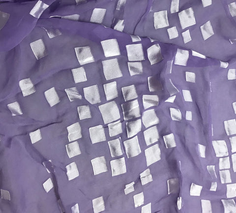 Bright Lavender Squares - Burnout Devore Silk Satin