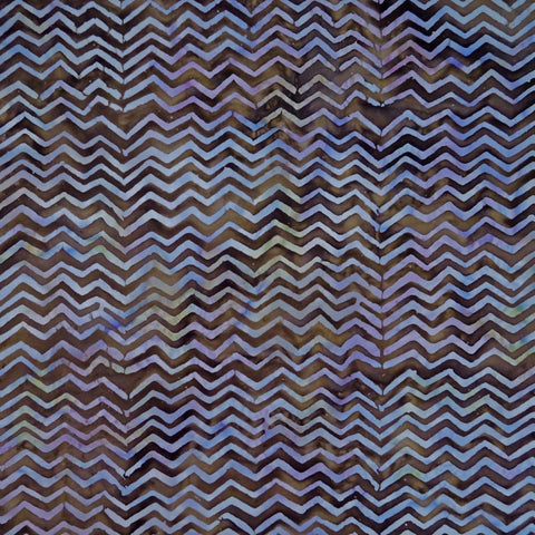 Brown & Blue Chevron Rumba - Batik by Mirah Cotton Fabric - 38"x45" Remnant