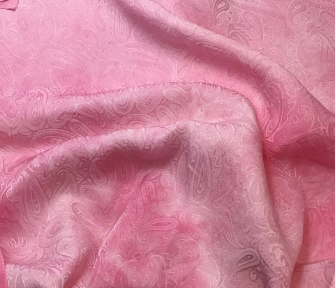 Bubblegum Pink Paisley - Hand Dyed Silk Jacquard