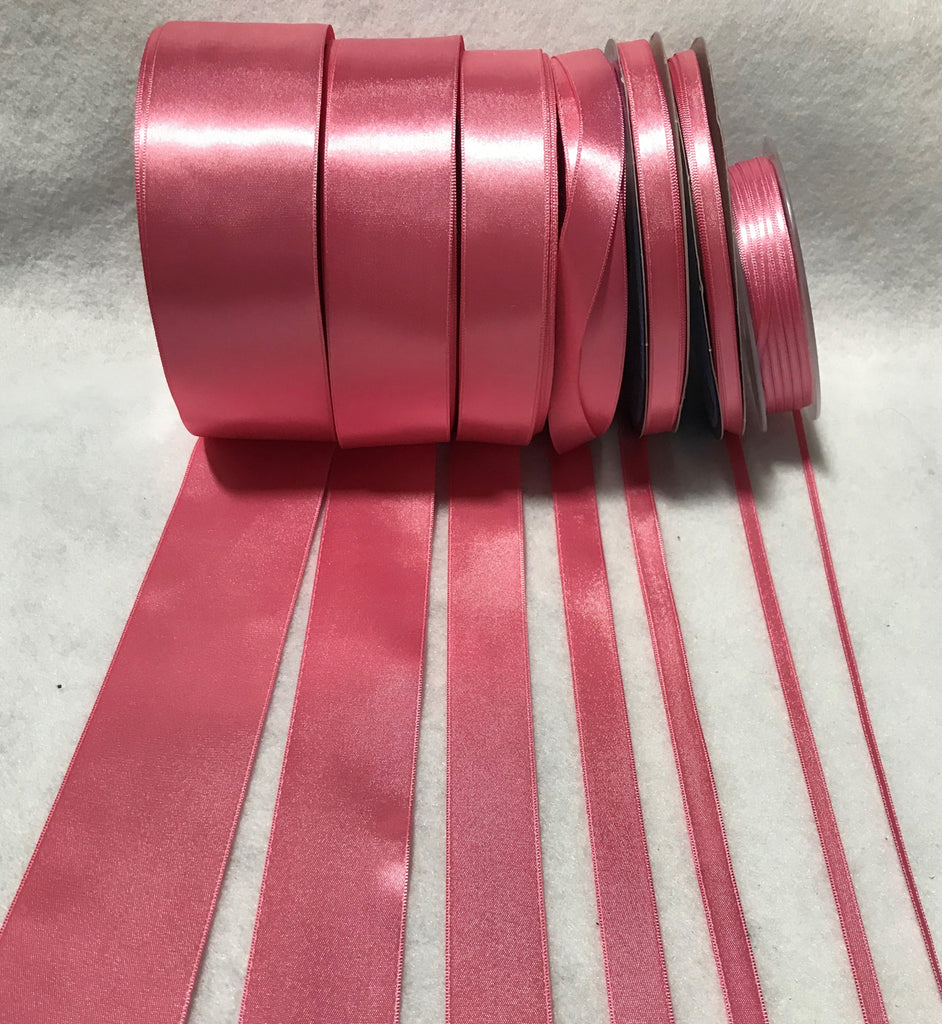 Bubblegum Pink Double Sided Satin Ribbon - Made in France (7 Widths to choose from)