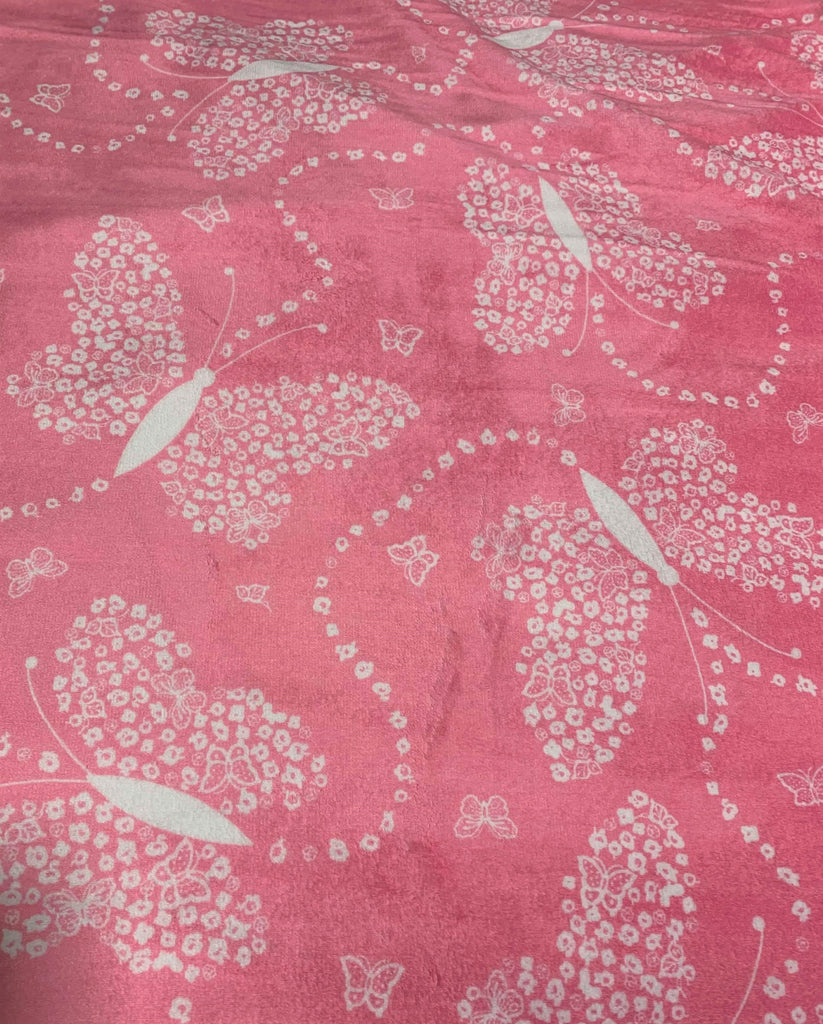 Paris Pink Flowerfly - Cuddle Minky Fabric
