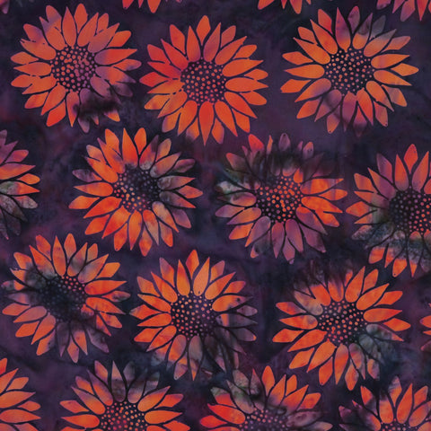 Daisy Flower Orange Buxar Orchard - Batik by Mirah Cotton Fabric