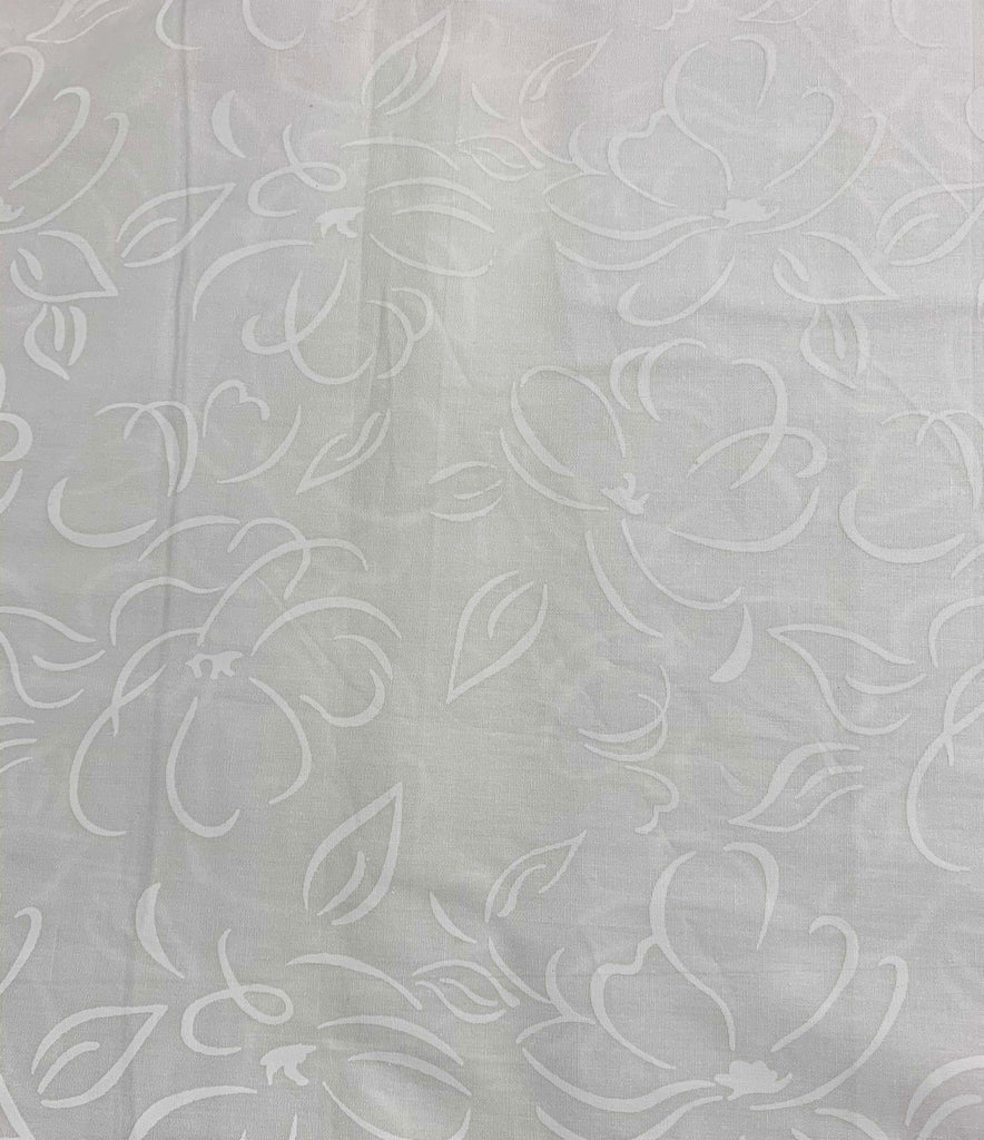 Calligraphy Flowers White on White - Banyan Classics Pearl - Banyan Batiks Cotton Fabric