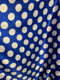 White on Blue Polka Dots - Faux Silk Charmeuse Satin Fabric
