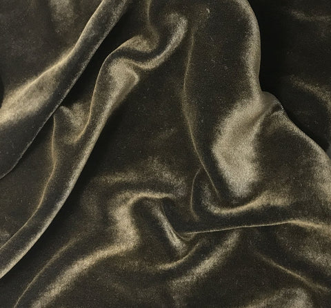 Antique Gold on Charcoal Gray - Hand Painted Silk Velvet Fabric