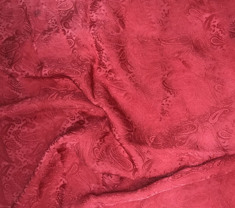 Cherry Red Paisley - Hand Dyed Silk Jacquard